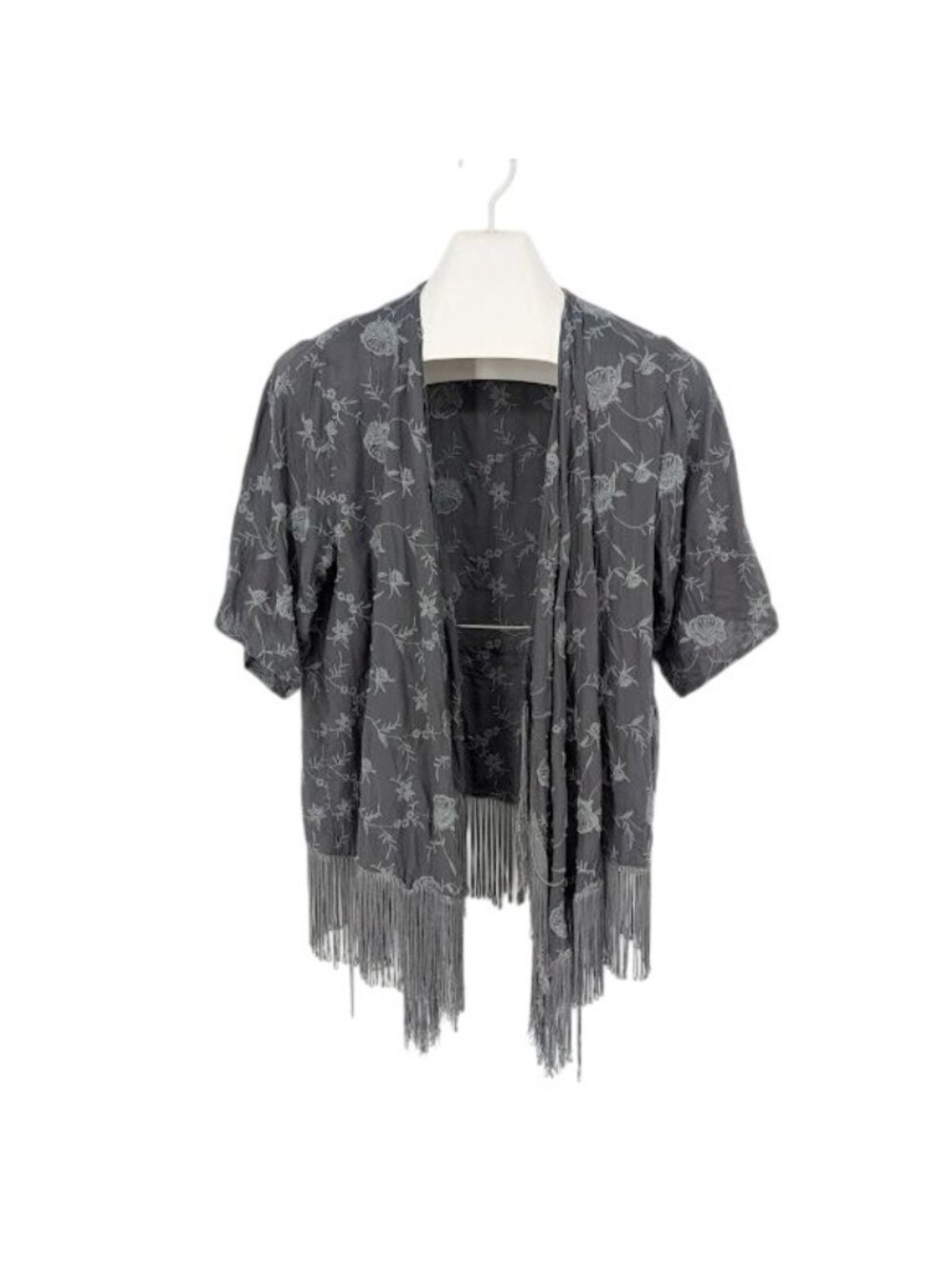 Abercrombie & Fitch Embroidered Fringe Kimono Shawl Festival Whimsigoth One Size